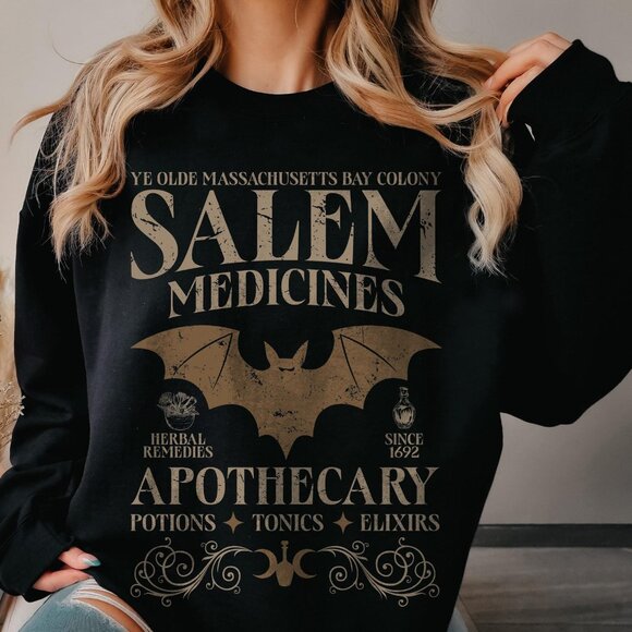 Salem Apothecary Halloween Sweatshirt, Retro Style Halloween Sweatshirt, Salem - Picture 1 of 5